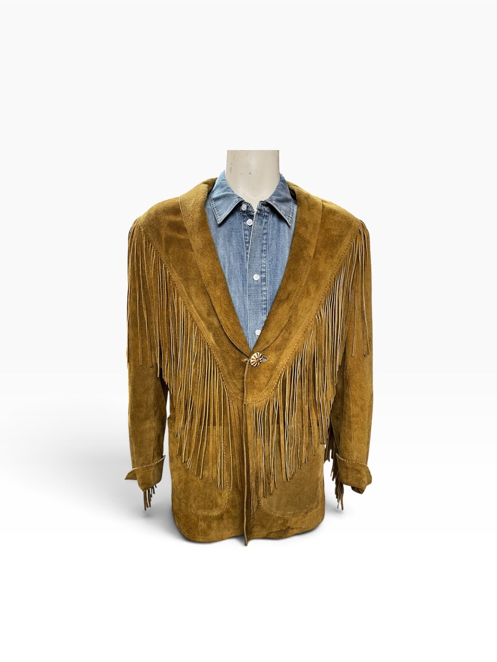 Men's Fringe Suede Jacket in camel Brown